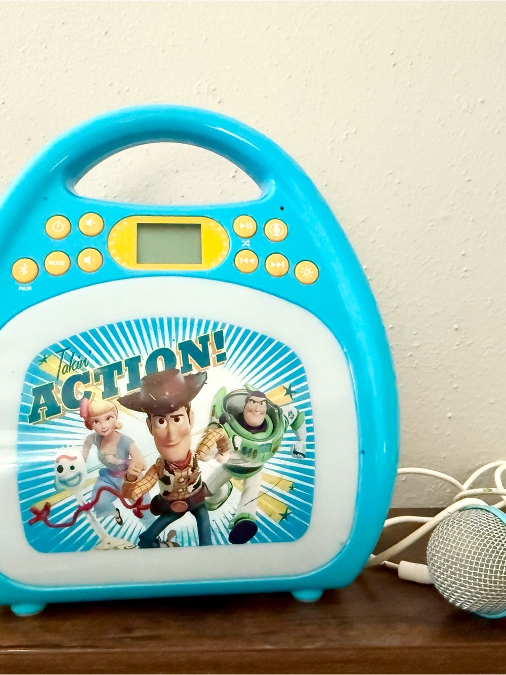 Toy Story Blue Kids Portable Karaoke Player with Microphone WORKS